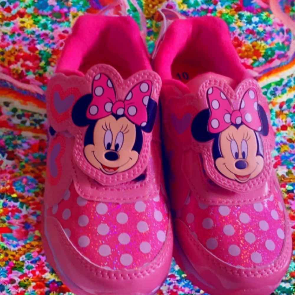 Little Girls Minnie Mouse Light Up Shoes size10